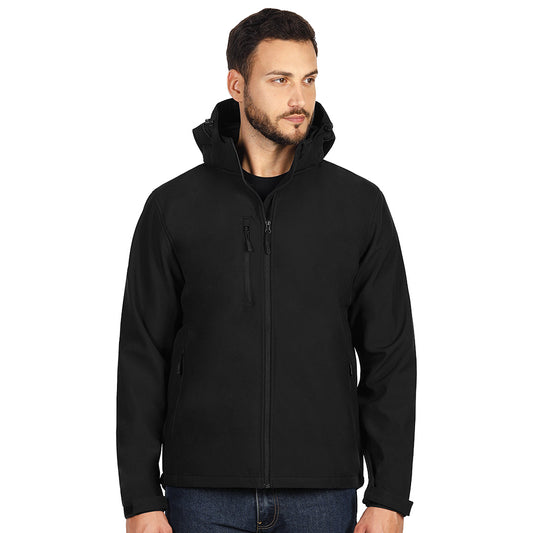 PROTECT BLACK MEN Softshell jakna sa skidajućom kapuljačom